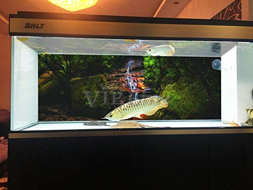 Mountain Water Aquarium Background Poster PVC Fish Tank Decorations Landscape (48" x 24"/ 122 x 61cm) - size: 48" x 24"/ 122 x 61cm