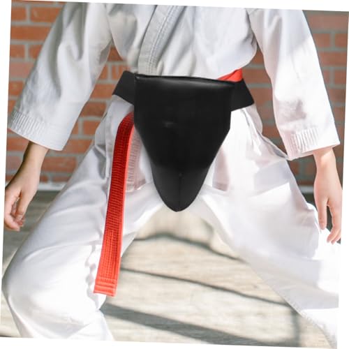 POPETPOP Sports Groin Guard Breathable Integrated Crotch Protector Wear-Resistant Training Groin Guard for Men and Martial Arts Taekwondo MMA Protective Gear Black L