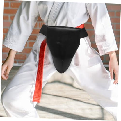 POPETPOP Sports Groin Guard Breathable Integrated Crotch Protector Wear-Resistant Training Groin Guard for Men and Martial Arts Taekwondo MMA Protective Gear Black L