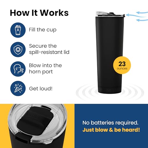 The LoudCup 23 oz 2-in-1 Water Bottle & Noisemaker, Jet Black - color: Jet Black, size: 23 Ounces