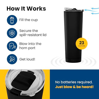 The LoudCup 23 oz 2-in-1 Water Bottle & Noisemaker, Jet Black - color: Jet Black, size: 23 Ounces