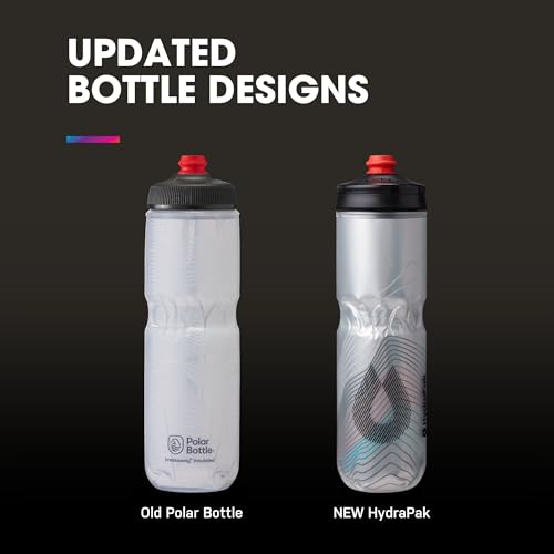 HydraPak Polar Surge Insulated Bike Water Bottle (20oz, Ascent Blue) | High Flow, BPA Free, Tri-Layer Insulation, Leakproof, Easy Squeeze, Self-Sealing Cap, for Biking - color: Ascent Blue, style: 20oz/600ml
