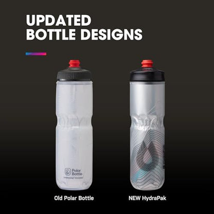 HydraPak Polar Surge Insulated Bike Water Bottle (20oz, Ascent Blue) | High Flow, BPA Free, Tri-Layer Insulation, Leakproof, Easy Squeeze, Self-Sealing Cap, for Biking - color: Ascent Blue, style: 20oz/600ml