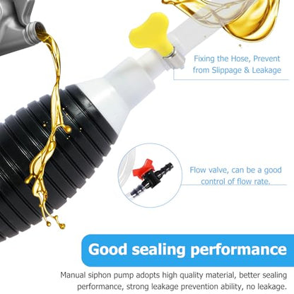 Gasoline Siphon Hose Pump, Hand Fuel Transfer Pump, Portable Hand Gas Pump with 16.4ft Siphon Hose, for Gasoline Gas Oil Fuel Petrol Diesel Fluid Water Fish Tank