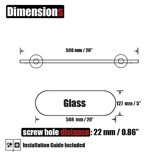 JQK Bathroom Glass Shelf, Tempered Glass Shower Storage 20 by 5 inches, 304 Stainless Steel Brushed Finish Wall Mount, TGS121L20-BN - color: Brushed, size: 20 Inch