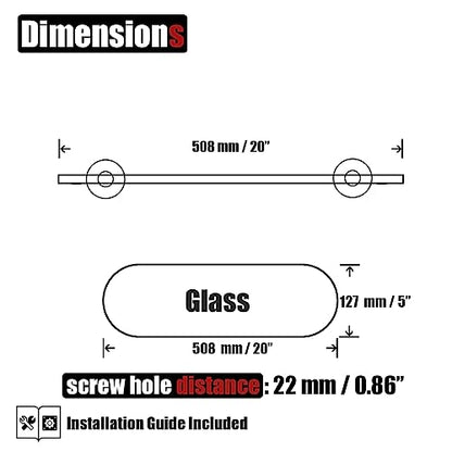 JQK Bathroom Glass Shelf, Tempered Glass Shower Storage 20 by 5 inches, 304 Stainless Steel Brushed Finish Wall Mount, TGS121L20-BN - color: Brushed, size: 20 Inch