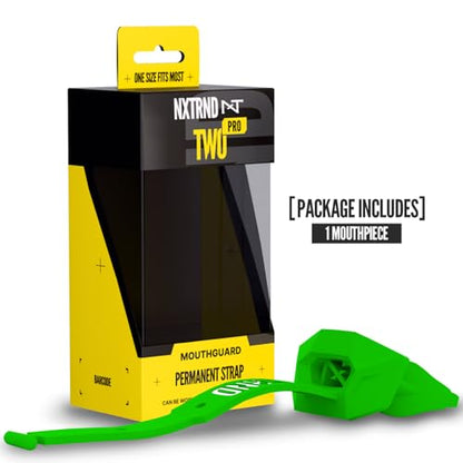 Nxtrnd Two Pro Football Mouth Guard, Permanent Strap, Fits Adult & Youth (Green) - color: Green Pro