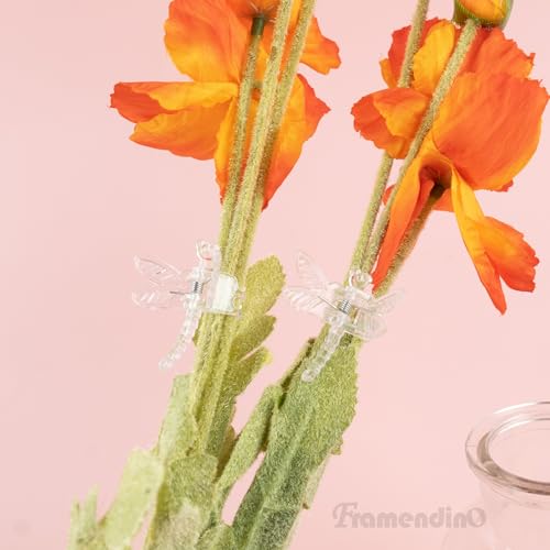 Framendino, 100 Pack Clear Dragonfly Orchid Clips Garden Plant Support Vine Stem for Climbing Plants Flowers