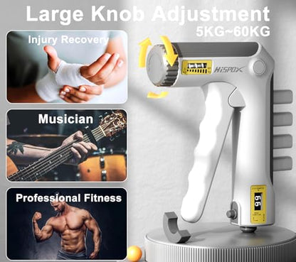 Grip Strength Trainer with Finger Exerciser, Adjustable Resistance, Forearm Strengthener Hand Gripper with Counting,Black - color: White