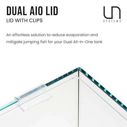 Ultum Nature Systems Tank Lids - Ultra Clear Frameless Aquarium Cover for Rimless Glass Tanks - 45A Dual AIO (Lid + Clips)