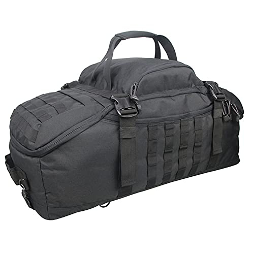 3 in 1 Tactical Travel Duffel Bag Backpack, Heavy Duty Gym Bag 85L, Black | Waterproof 600D nylon, internal collapsible dividers, weekend overnight travel, gym workout,military bag,(27x14x11)In - color: Black, size: 85L,(27x14x11)Inches