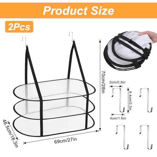 2 Pcs 3 Tier Folding Mesh Clothes Drying Rack