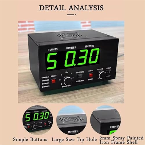 Interval Timer for Boxing and Gym Training with Adjustable Rest Time and Loop Reps, Multifunctional Stopwatch - color: Red