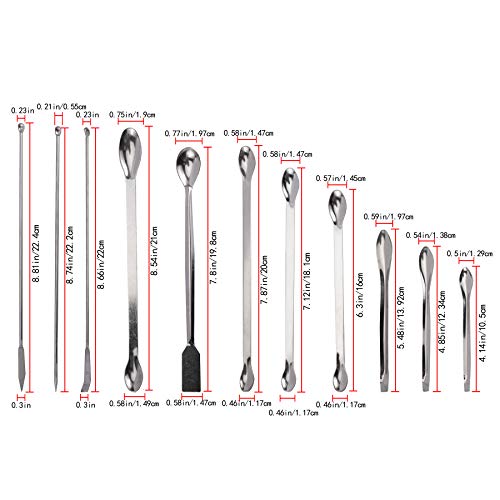 22 Pieces Steel Lab Spatula Micro Scoop Set Tiny Mixing Spatula Laboratory Sampling Spoon for Powders