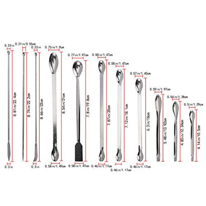 22 Pieces Steel Lab Spatula Micro Scoop Set Tiny Mixing Spatula Laboratory Sampling Spoon for Powders