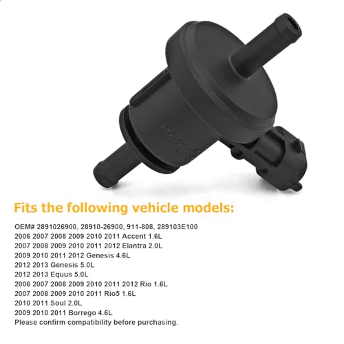 Car Vapor Canister Purge Valve Solenoid, Automotive Vapor Canister Emission Purge Valves Solenoid with OEM Replacement 2891026900, 28910-26900, 911-808, Universal for Vehicles SUVs