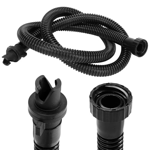 Paddle Board Pump Hose SUP Adapter Set - Inflation Tube Corrugated Plastic Hand Pump Valve Connector Swivel, Replacement Accessory for Inflatable Boat Raft Kayak Surfboard Mattress, Black
