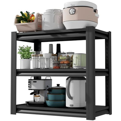 3-Tier Metal Fish Tank Stand, 34" W x 18" D x 31.5" H, Adjustable Heavy Duty Aquarium Rack, 660 lbs Capacity, Black (Black) - color: Black