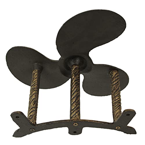 Bronze Finish Cast Iron Boat Propeller Wall-Mounted Decorative Garden Hose Hanger - Nautical Outdoor Hose Holder Decor to Add Maritime Charm to Your Garden
