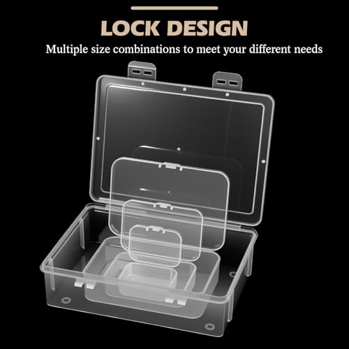 24 Packs Small Clear Plastic Beads Storage Containers Box with Hinged Lid for Storage of Small Items, Crafts, Jewelry, Hardware(Multiple Sizes) - size: Multiple Sizes