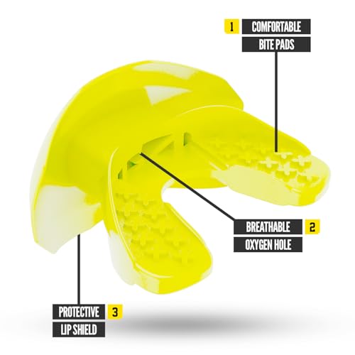 Nxtrnd One Football Mouth Guard, Strap Included, Fits Adult & Youth (Neon Yellow) - color: Neon Yellow