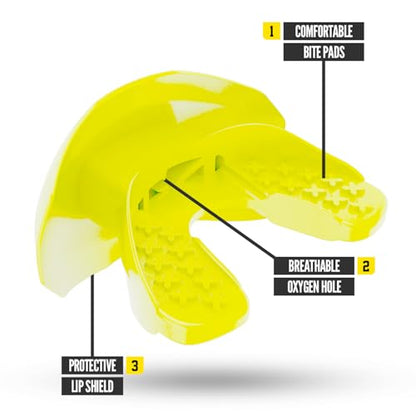 Nxtrnd One Football Mouth Guard, Strap Included, Fits Adult & Youth (Neon Yellow) - color: Neon Yellow