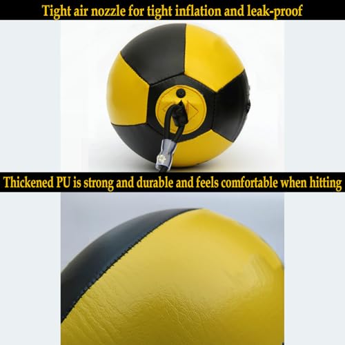 Double End Bag PU Leather Boxing Punching Bag | Includes Carabiners, Needle, Air Pump, Boxing Equipment Enhances Reaction, and Hand Eye Coordination Training - color: Yellow