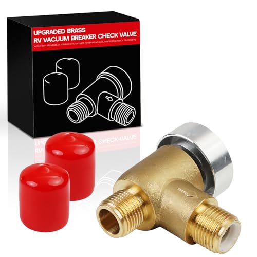 571-VAC-CHK-A Brass RV Vacuum Breaker – 1/2 DN Male - Works with RVs, Travel Trailers & Camper Vans, Ideal for Black Tank Water Systems, Brass Build