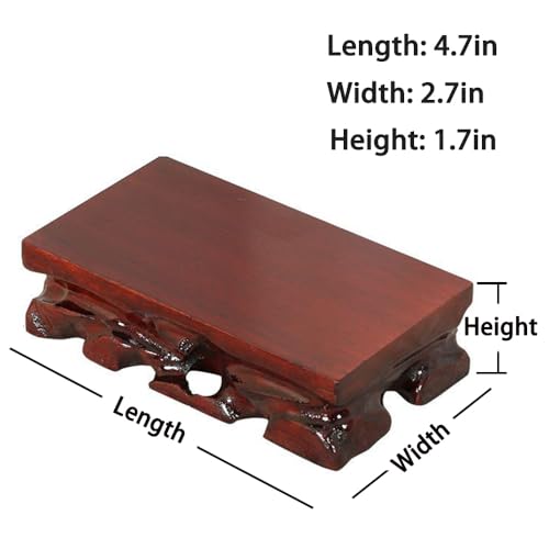 GOLDY&WENDY Traditional Solid Wood Base Durable Rectangular Display Stones Brass Statue Teapot Pedestal Stand - size: 4.7" L X 2.7" W X 1.7" H