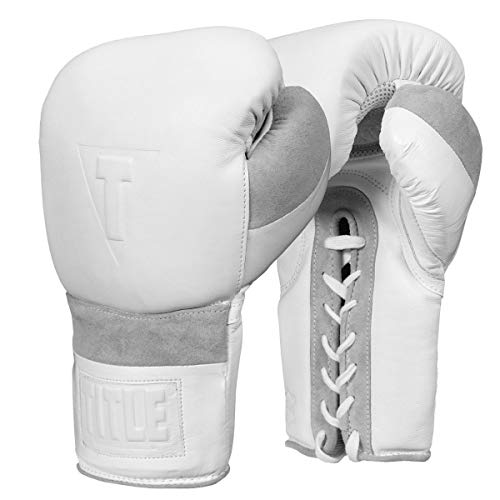TITLE Boxing White Lace Sparring Gloves 2.0, White, 16 oz - Lace Up Boxing Gloves