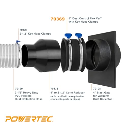 POWERTEC 70262 Stainless Steel Hose Clamp - 2-1/2 Inch, Adjustable, 10 Pack for Dust Collector, Dryer Vent & Pipe