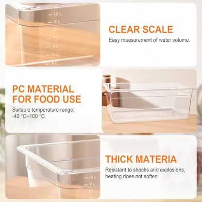 Large Sous Vide Container 26 Quarts with Lid,Complete Sous Vide Accessories Kit BPA Free,Compatible with Anova and Most Sous Vide Cookers（Comes with 2 Sous Vide Racks and Insulating Sleeve） - color: Large Sous Vide Container-with 2 Rack
