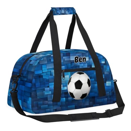 Personalized Sports Bag for Boys, Soccer Blue Geometric Pattern - color: Color 19