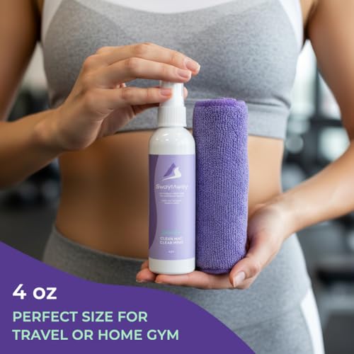 SwaytAway Fitness Mat Mist with Towel, 4oz Travel Size, 2 Pack, Lavender | Yoga Mat Spray with Towel Aromatherapy-Inspired Lavender and Patchouli Blend, Plant-Based, No Rinse, Refreshes & Deodorizes - size: 4 oz - 2 Pack