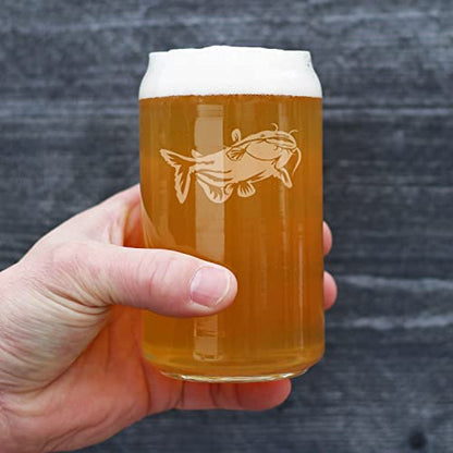 Bevvee Catfish - Beer Can Pint Glass - Catfishing Gifts for Fisherman - Fun Fish Cups - Fishing Decor - 16 oz