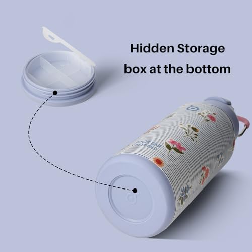BOTTLE BOTTLE 32oz Insulated Water Bottle with Pill Box - color: Riviera Bloom