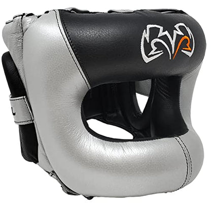 RIVAL Boxing RHGFS3 Face-Saver Sparring Headgear - Wide Eye Opening, Premium Leather, and Thermoplastic Inner Frame - color: Silver, size: Large-X-Large