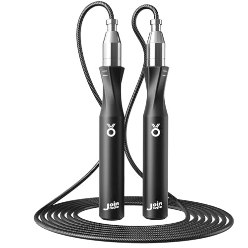 Weighted Jump Rope,Dual Bearing Smooth Rotation Speed Jump Rope, One-Button Push Adjustable Length for Men Women, Workout with Metal Handles for Fitness, Home Exercise & Slim Body - color: Black