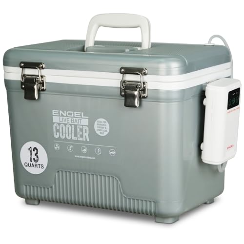 ENGEL Live Bait Cooler PRO for Fishing - Portable Minnow and Bait Bucket with Lithium-Ion Rechargeable Aerator
