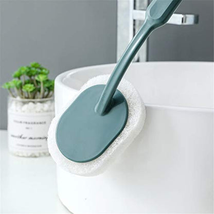 Toilet Brush Strong Decontamination Bath Brush Long Handle Durable Sponge Tiles Brush Toilet Fish Tank Cleaning Brush Household Clean Tools Bathroom Toilet Brush Holder (A) (B)