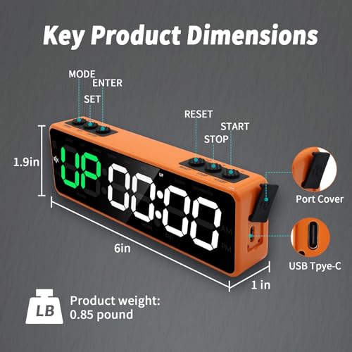 Gym Timer with Strong Magnet for Home Gym, Interval Timer Battery Supply | Workout Clock with Stopwatch, Count up/Down,Custom Interval for Fitness/Home/Boxing