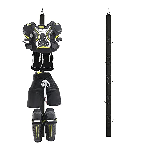 Hockey Hanger Portable Hanging Dryig Rack Hockey Gifts for Home and Outdoor Using in Ice Hockey Skating Football Camping Fishing 5 Hooks (Black) - color: Black