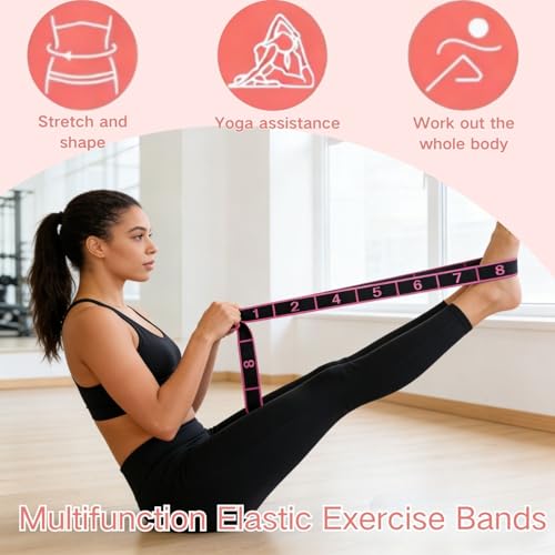 3PCS Fitness Resistance Band for Stretching and Yoga,Number Stretch Resistance Band with Clear Markings,8-Section Elastic Training Bands for Full Body Stretching Shaping