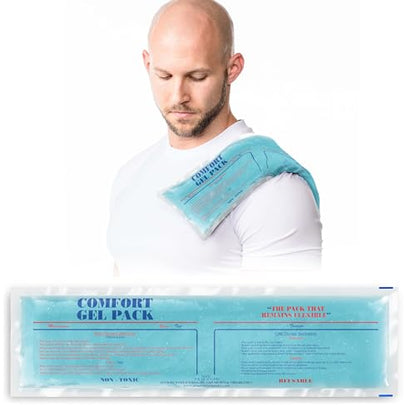 Flexible Reusable Gel Packs for Neck, Wrist, Arm, Back and Shoulder Pain Relief - Versatile Hot or Cold Gel Packs for Injuries, Sore Muscles or Toothache Pain Relief, Blue, 5" x 18", 1 Pack - size: 5"x18"-1 Pack