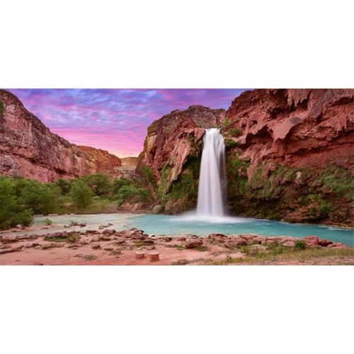 AWERT 48x24 inches Reptile Habitat Background Sunset Mountain Waterfall Terrarium Background Durable Polyester Background - size: 48x24in/120x60cm