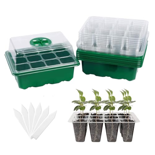 Seed Starter Tray, 6 Set Seedling Kits with Adjustable Humidity Dome, Plant Starter Kit for Seeds Growing Starting (12 Cells per Tray)