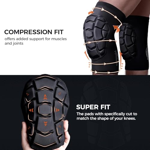 COOLOMG Basketball Knee Pads Youth Adult for Football Volleyball Wrestling - color: Black, size: X-Small