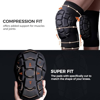 COOLOMG Basketball Knee Pads Youth Adult for Football Volleyball Wrestling - color: Black, size: X-Large
