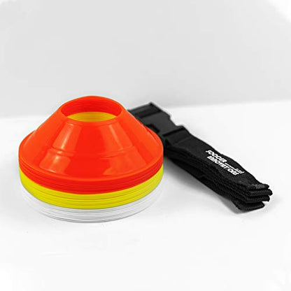 Soccer Innovations Mini Pocket Cones (Set of 24) Agility Training Soccer Cones with Strap for Any Drill Training, Football, Kids, Sports, Field Disc Cones Markers