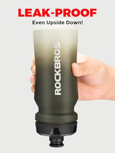 ROCKBROS Bike Water Bottle 24OZ,Gradient Soft Touch Design,BPA-Free Leak-Proof Squeeze Bottle with Wide Mouth for Easy Cleaning,for Cycling, Hiking,Gym,Sports,Grayish White 2 - color: Gradual Grey 2